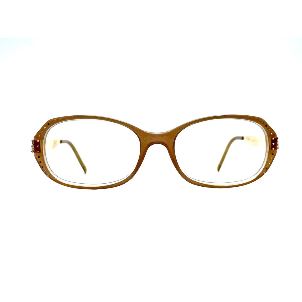 Versace Brown Gold Oval Glasses Studded Temple Italy MOD 3094B 592 53 17 135